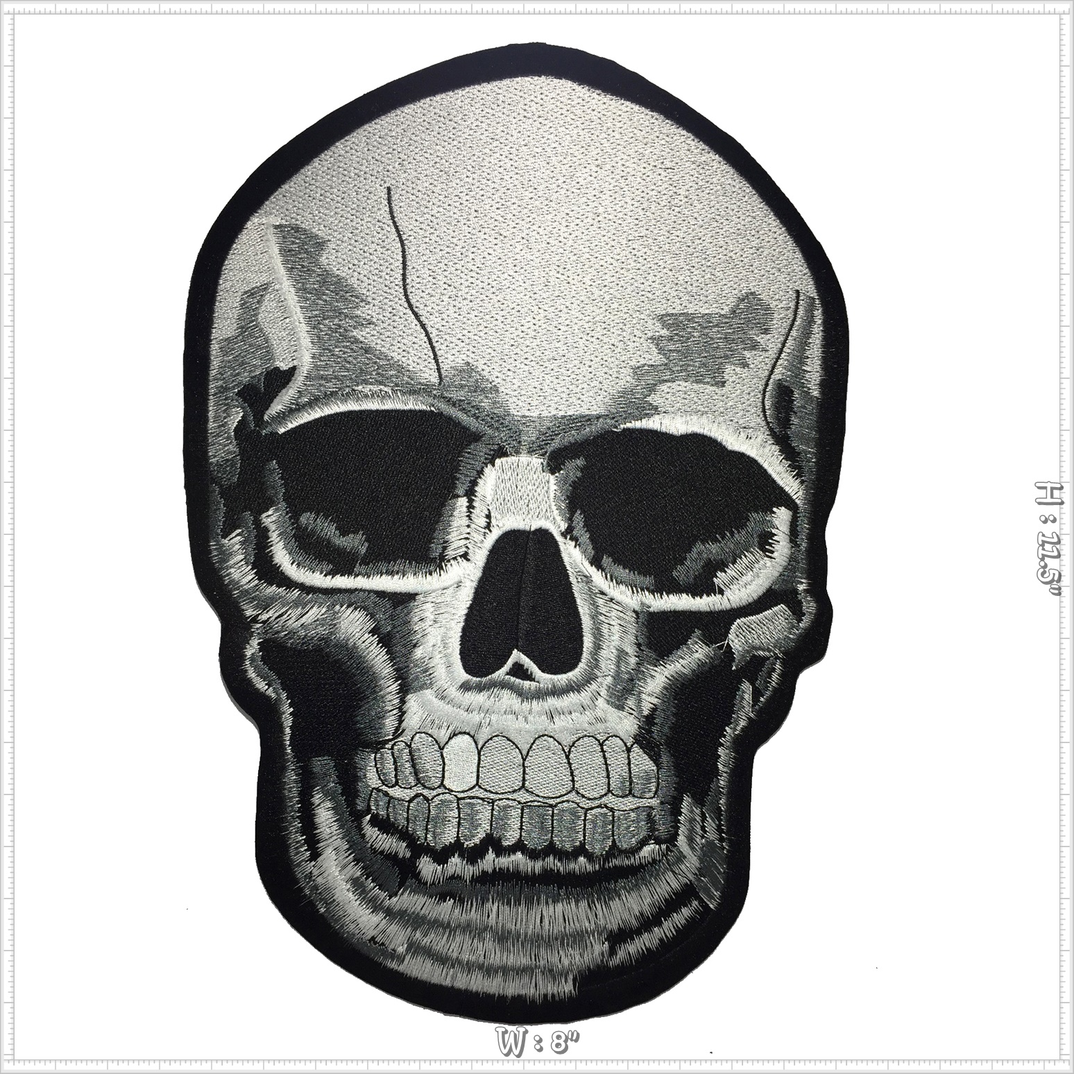 หัวกะโหลก สยองขวัญ ตัวรีดติดเสื้อ อาร์มรีด อาร์มปัก ตกแต่งเสื้อผ้า แจ๊คเก็ตยีนส์ Embroidered Iron on Patch ขนาดใหญ่
