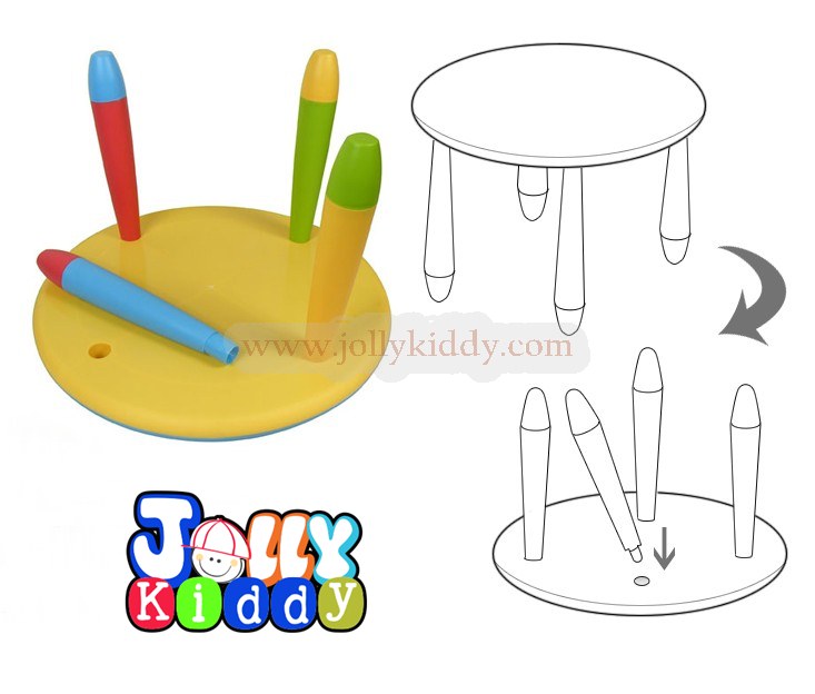 E10906 โต๊ะเขียนหนังสือเด็ก (โต๊ะกลม) สีชมพู