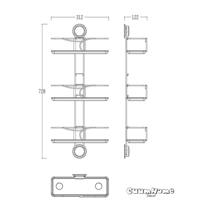 VR-17 ชั้นวางอุปกรณ์ 3 ชั้น สไตล์ธรรมชาติ ไม่ต้องเจาะผนัง