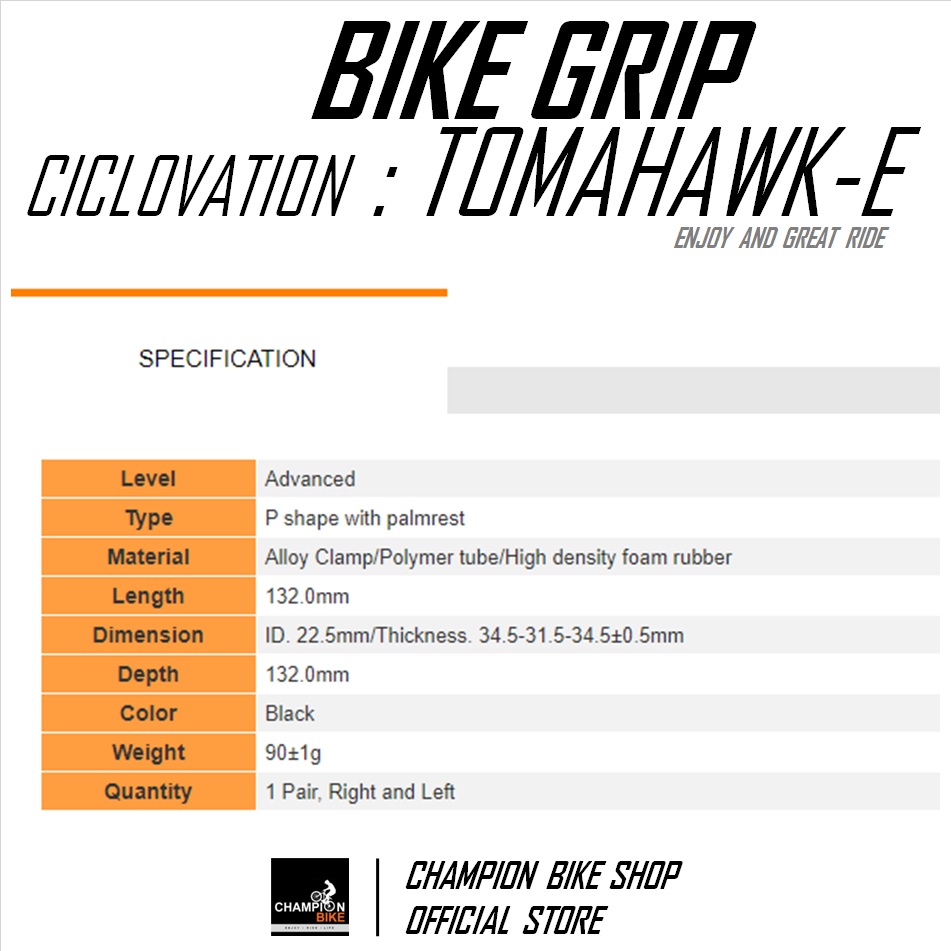 ปลอกแฮนด์จักรยาน CICLOVATION : TOMAHAWK ENDURO PERFORMANCE BIKE GRIP สีดำ