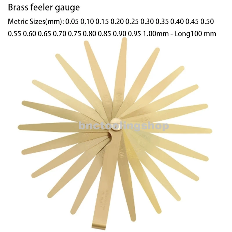 Feeler Gauge 13 Blades Non-magnetic Brass, Brass Thickness Feeler Gauge 0.05-1.00mm, Thickness Gauge,ฟิลเลอร์เกจ,