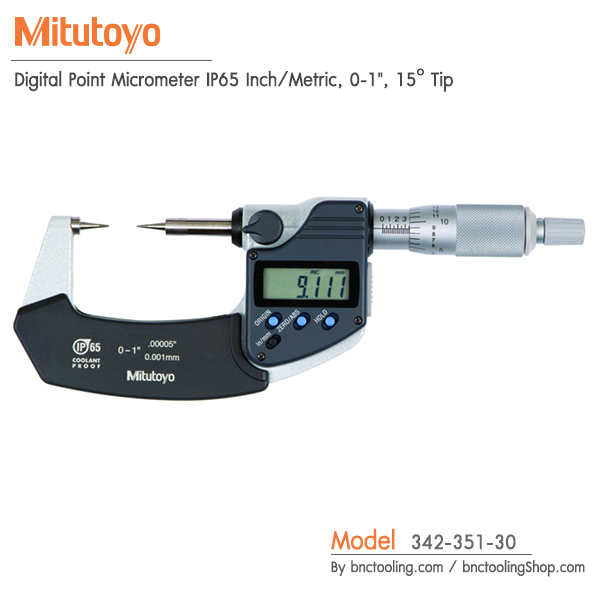 Mitutoyo,Digital Point Micrometer IP65 (0-25mm) ,342-351-30