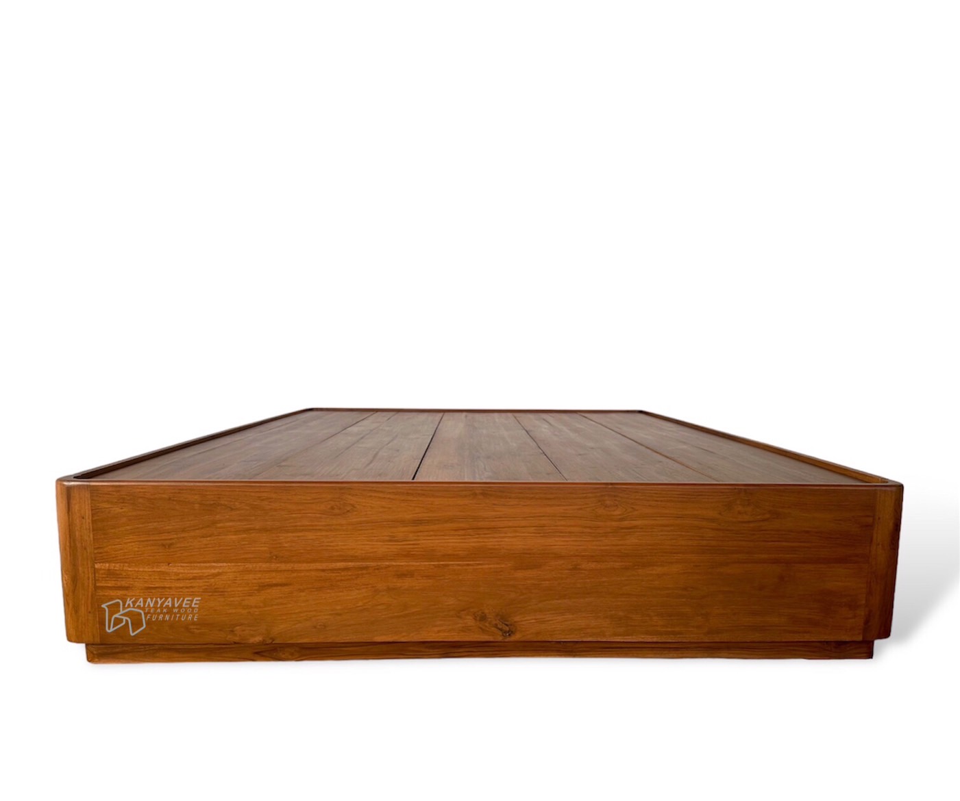 เตียงไม้สักไม่มีหัวเตียง ขอบมน 5 ฟุต