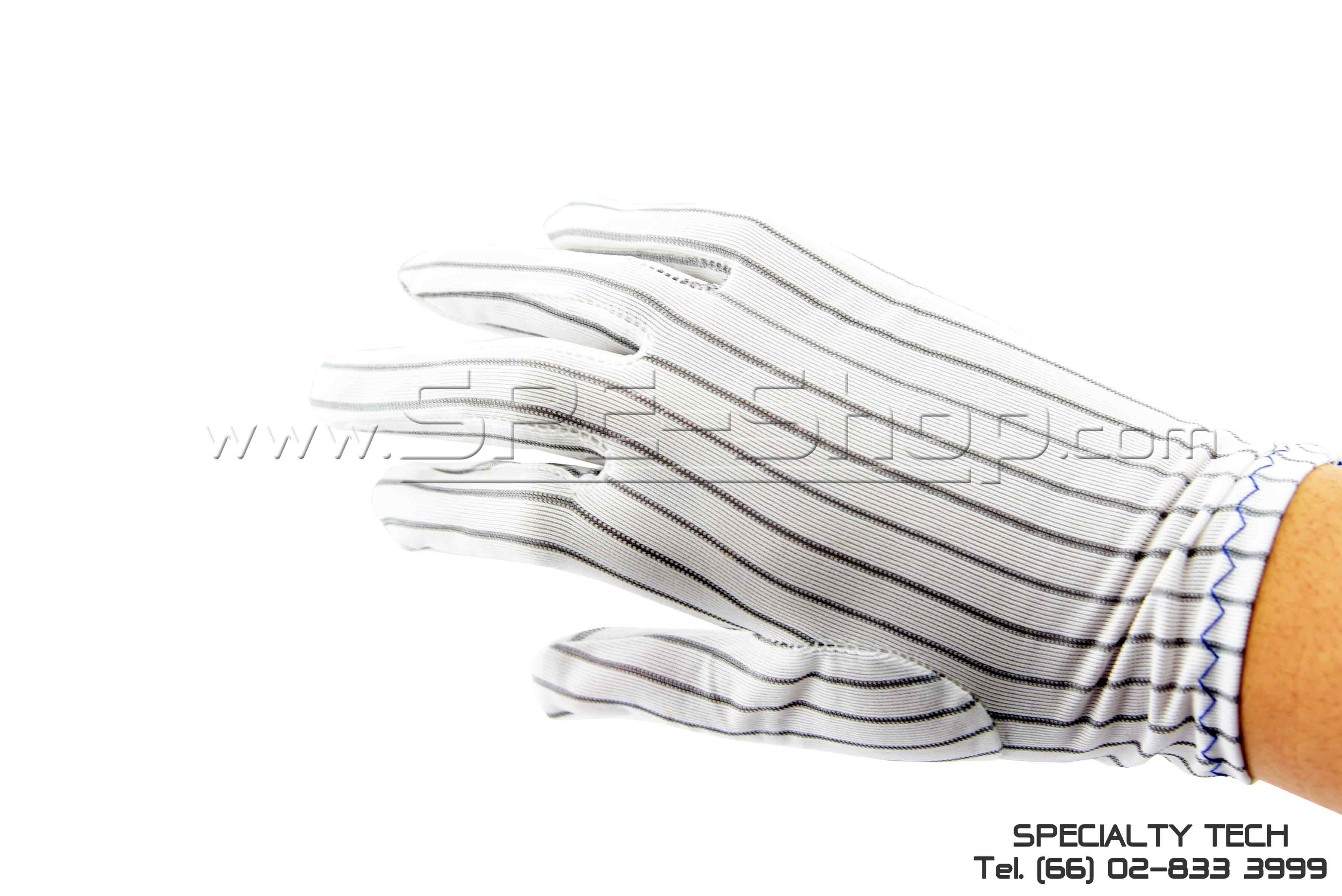 Glove Conductive 10MM ถุงมือป้องกันไฟฟ้าสถิต เส้นสีเข้ม