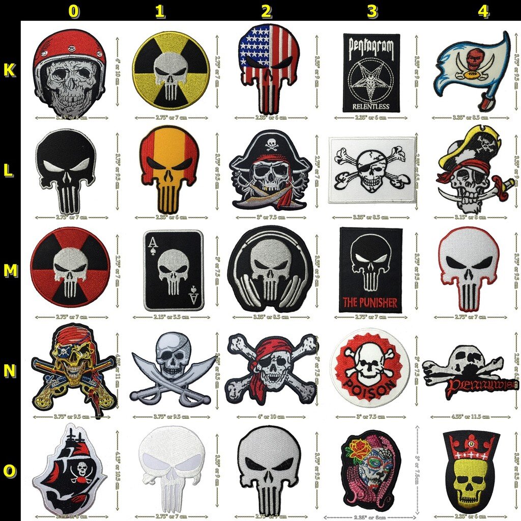 ตัวรีดติดเสื้อ กะโหลก ซาตาน สายดาร์ค อาร์มปัก Patch (บอกลายที่ต้องการทางแชท)