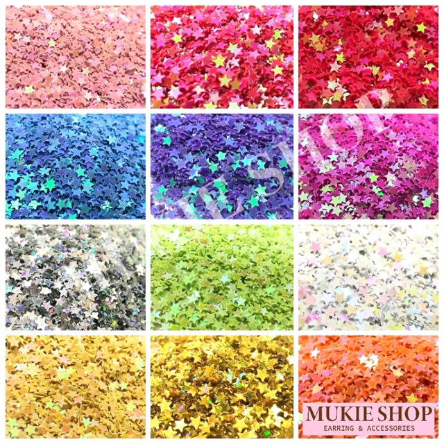 DIY Glitter กลิตเตอร์ ดวงดาว 3มิล แบบกระปุก แต่งเล็บ แต่งเรซิ่น