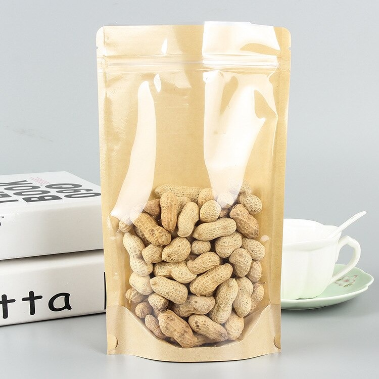 ถุงซิปล็อคหน้าใสหลังคราฟ มีก้นตั้งได้ (25ใบ)