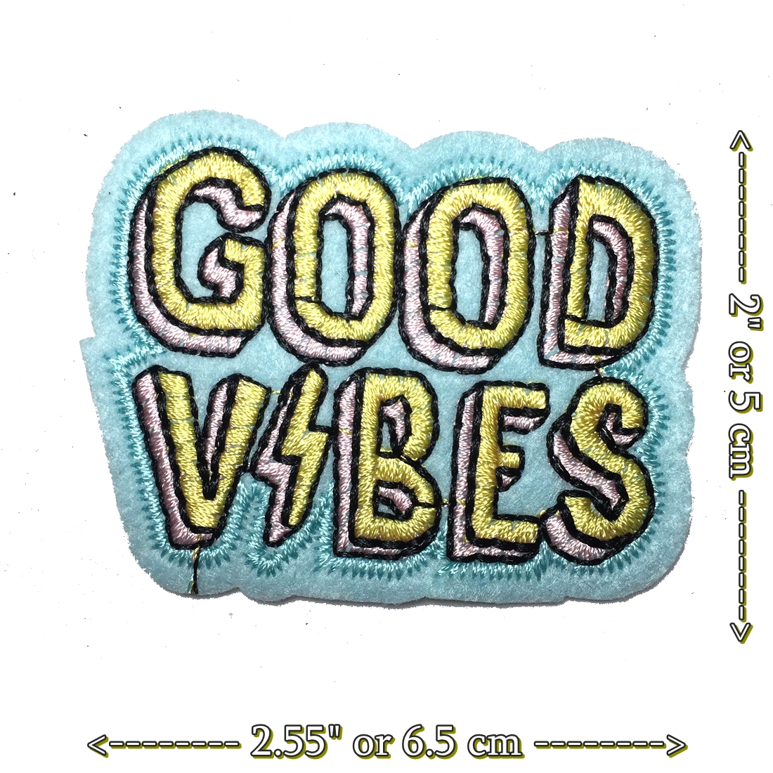 Good Vibes ตัวรีดติดเสื้อ อาร์มรีด อาร์มปัก ตกแต่งเสื้อผ้า หมวก กระเป๋า แจ๊คเก็ตยีนส์ Quote Embroidered Iron on Patch
