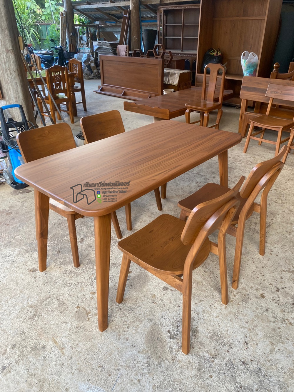 ชุดโต๊ะไม้สักมินิมอล