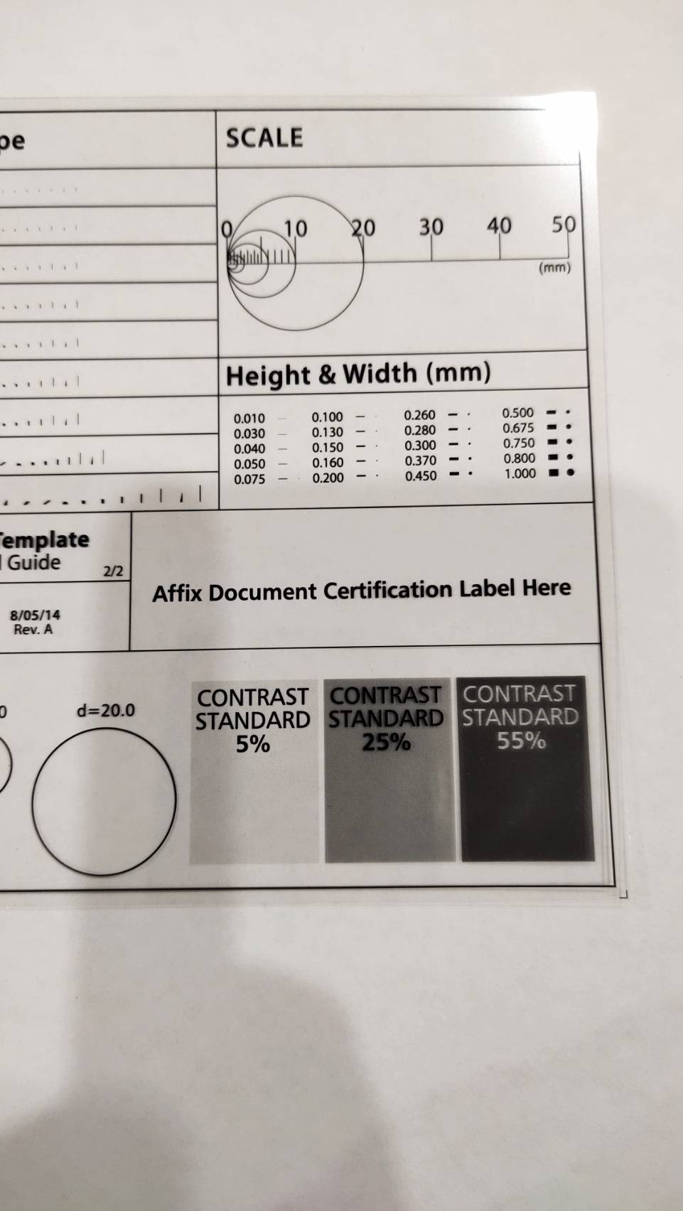 DG120แผ่นใสสำหรับตรวจสอบชิ้นงาน, Dot ruler Point line ruler Stain card Film ruler caliper Defect inspection area ruler R corner fillet.