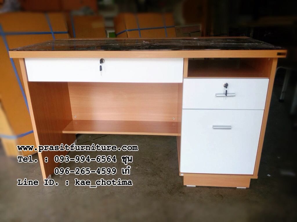 โต๊ะทำงานขนาด 120 ซม. หน้ากระจก รุ่น TB-122