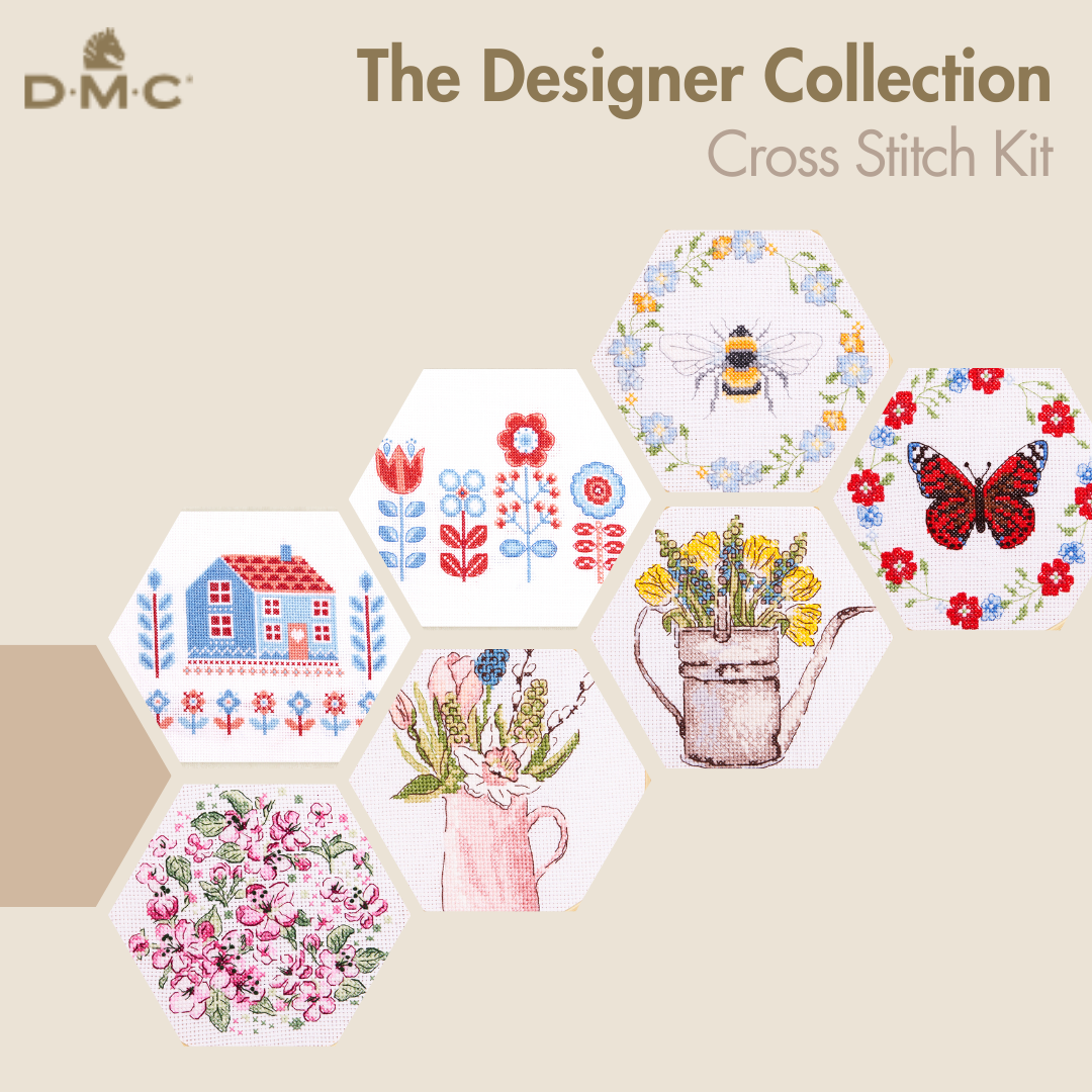 DMC The Designer Collection ชุดปัก Cross Stitch Kit ระดับ Easy และ Intermediate พร้อมอุปกรณ์ครบชุด สะดึงไม้ ไหมปัก เข็มปัก