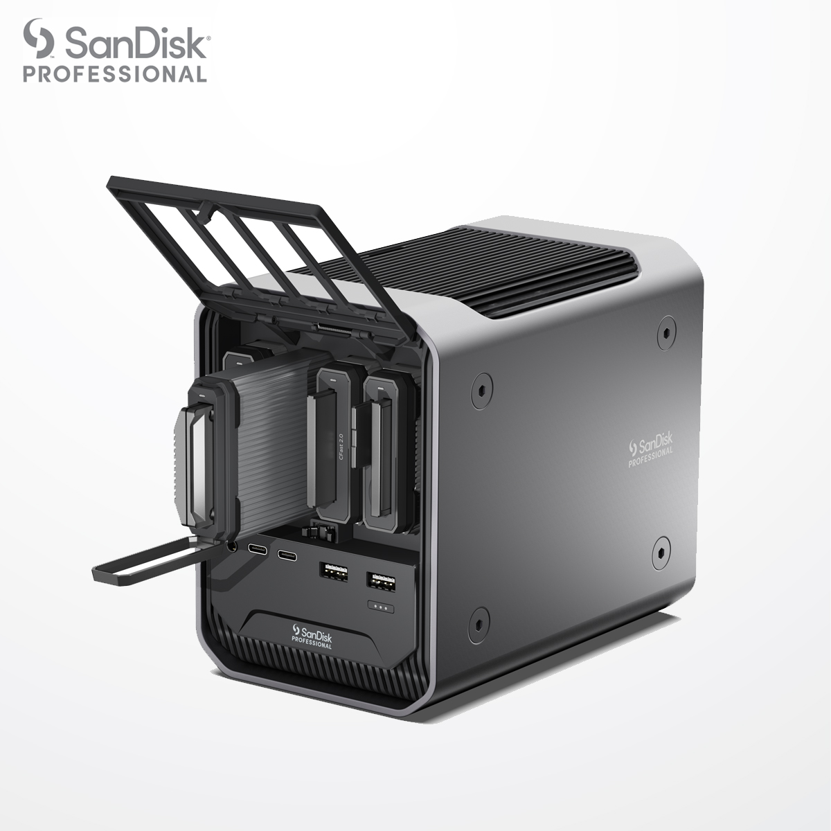 PRO-DOCK 4 (SDPD14F-0000-SBAAD) PRO-READER Docking station 2x Thunderbolt 3 ports, 2x USB-C 3.2 gen 2 SanDisk Professional ประกัน 3 ปี