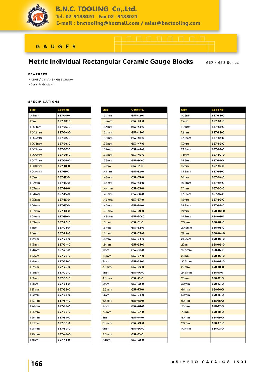 ASIMETO,P164,Inch Individual Rectangular Gauge Blocks,651-01-0