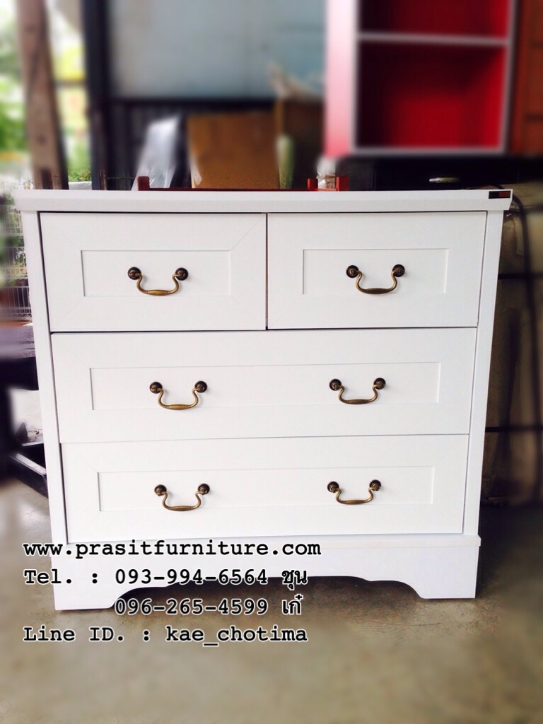 ตู้ลิ้นชัก สไตล์วินเทจ สีขาว DW-8001