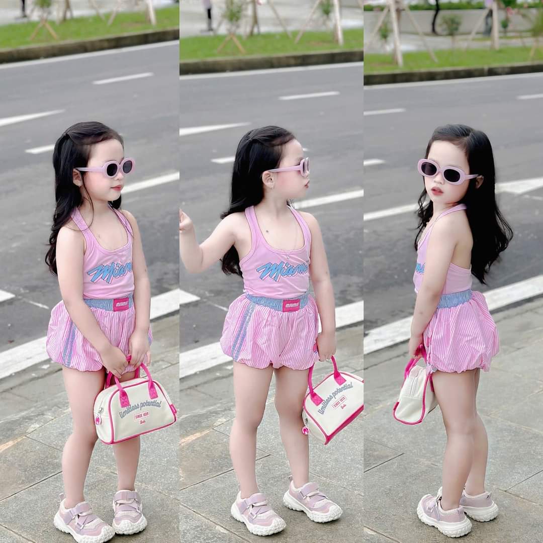 💜พร้อมส่ง💜ชุดเด็กผู้หญิง/C9.75-เซตกางเกงบอลลูนชมพู