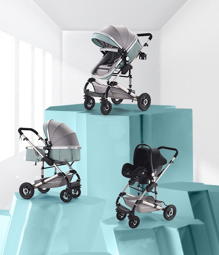 รถเข็นเด็ก Bechild High Stand Luxury Premium 3 in 1 (พร้อมตะกร้าคาร์ซีท) CS10135