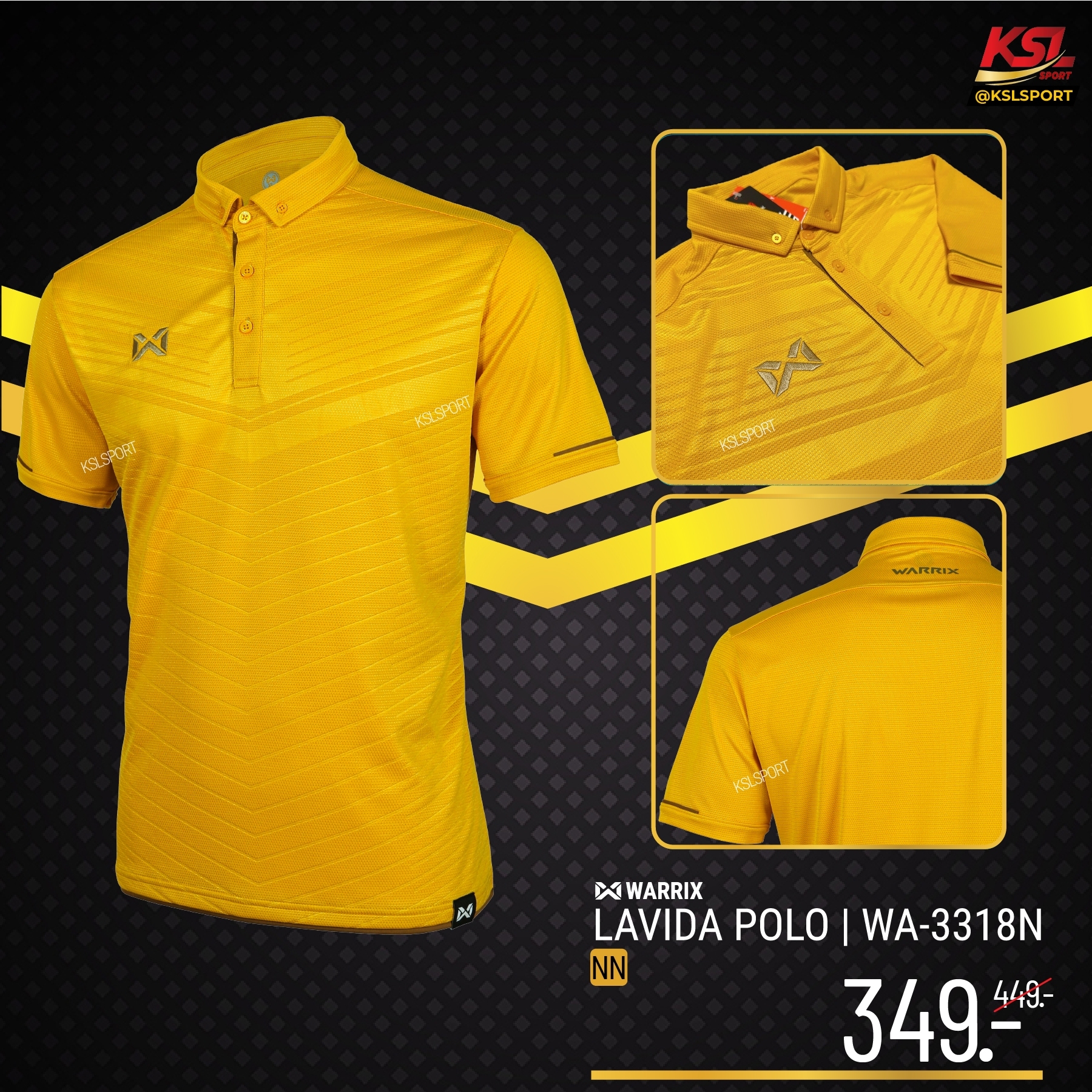 Warrix เสื้อโปโล วาริกซ์แขนสั้น พิมพ์ลาย วอริกซ์ WA-3318N 3318 LAVIDA สีใหม่ ทอง,คราม,เทา,น้ำเงิน,ฟ้าอ่อน ใส่สบาย ไม่ต้องรีด