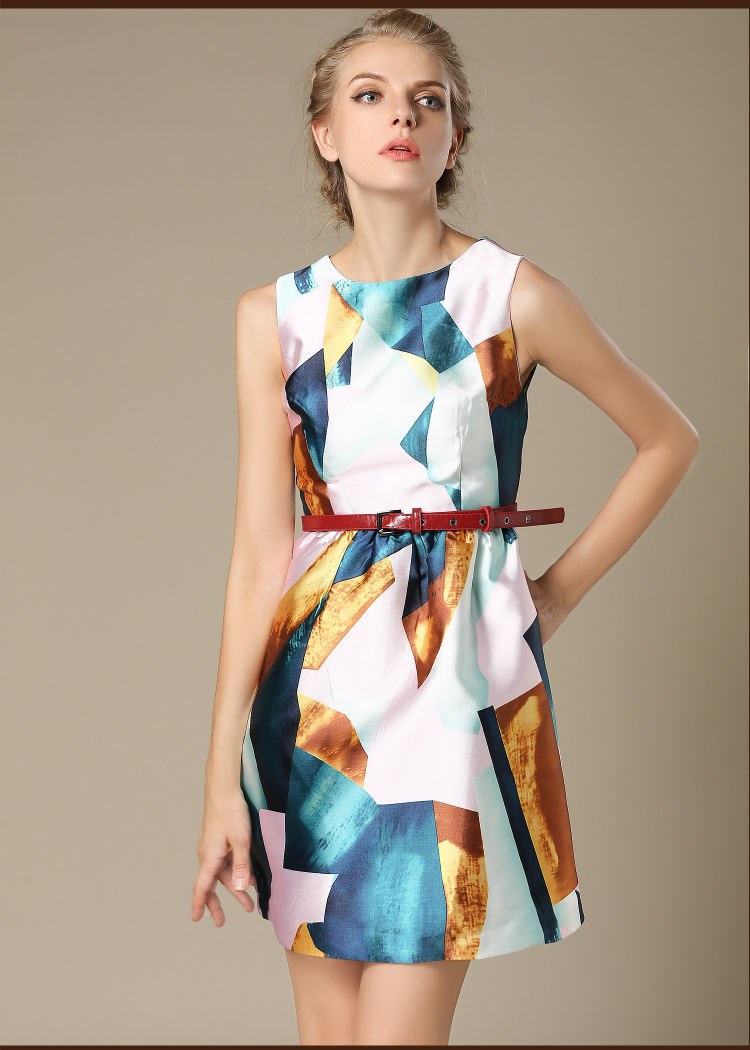 ชุดเดรสสั้น แขนกุดผ้าซาติน ทอลายตามแบบ ส่งฟรี ems