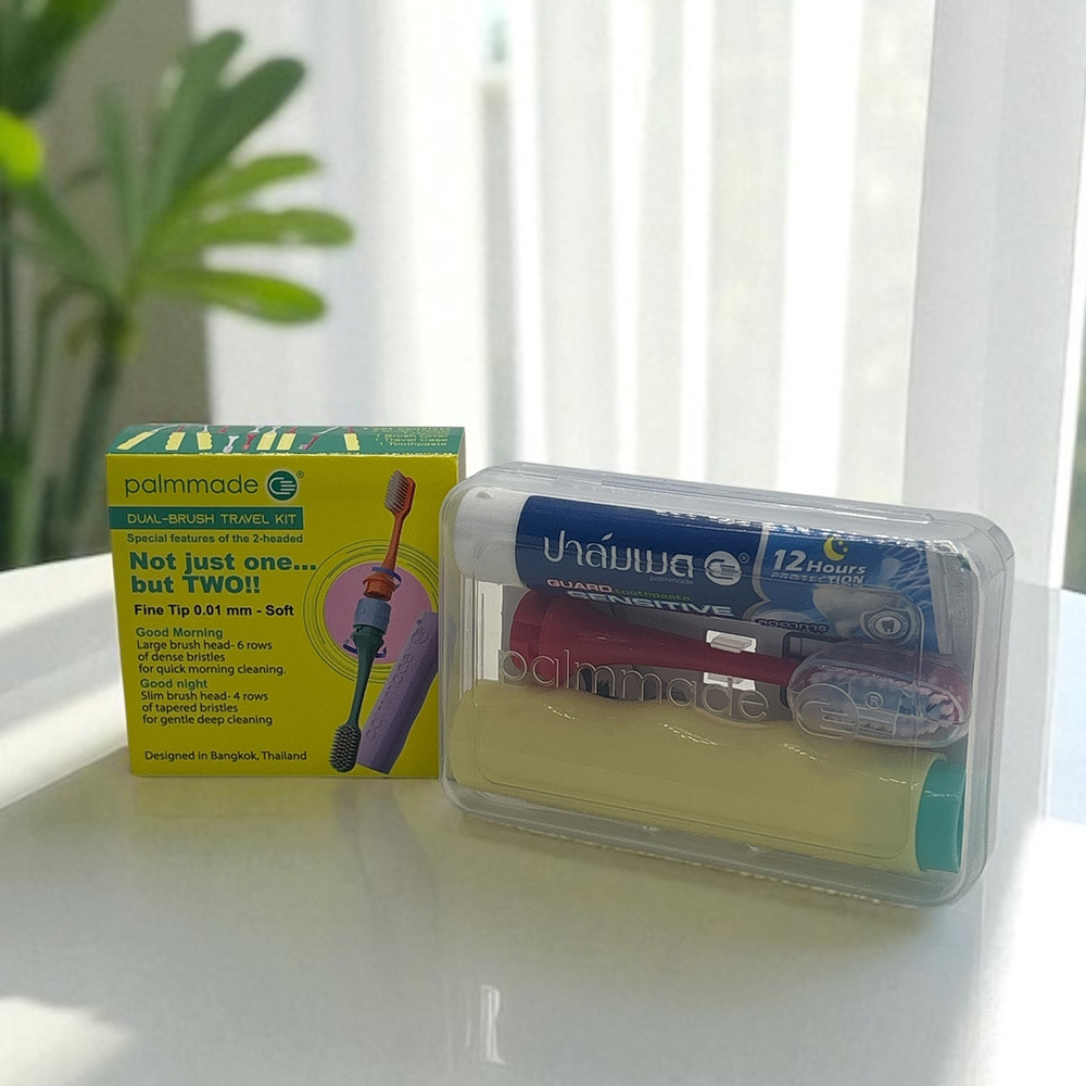 ชุดแปรงสีฟัน 2 หัว (6 สี) ยกกล่อง Palmmade Dual-Brush Travel Kit (1 Box 6 Colors)