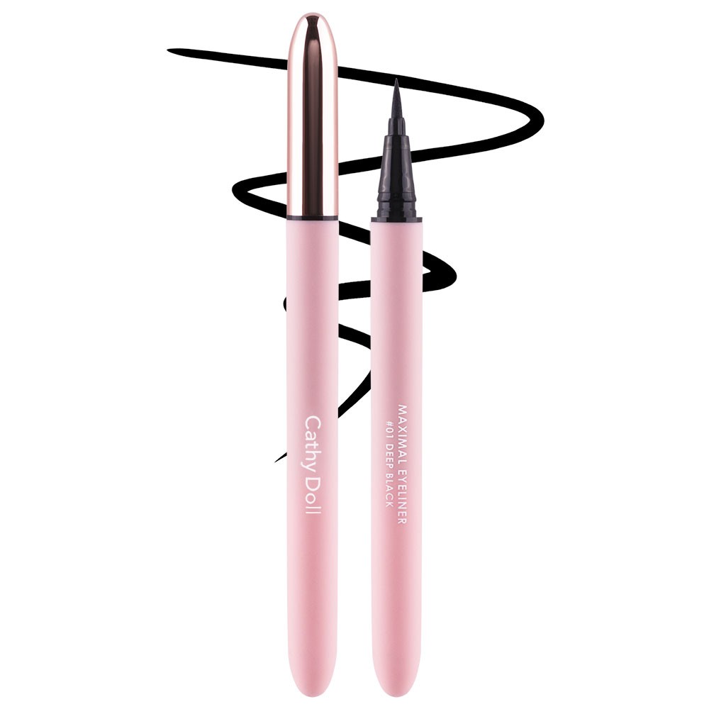 Cathy Doll Maximal Eyeliner 0.7ml. #01 DEEP BLACK เคที่ดอลล์ แม็กซิมอลอายไลน์เนอร์ 0.7 มล. หัวเมจิก กันน้ำ กันเหงื่อ ไม่แพนด้า สี 01 DEEP BLACK