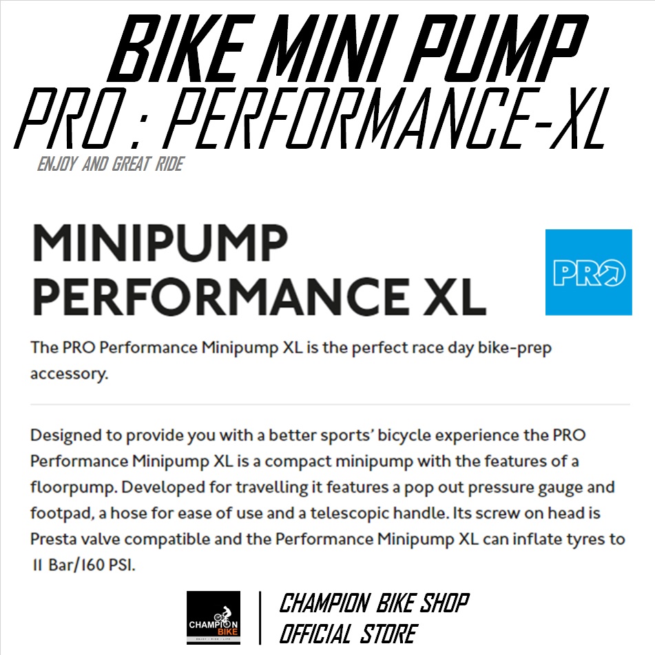 สูบลมจักรยานแบบยันพื้น มีเกจวัด PRO : PERFORMANCE-XL BIKE MINI PUMP W/GAUGE+FOOTPAD