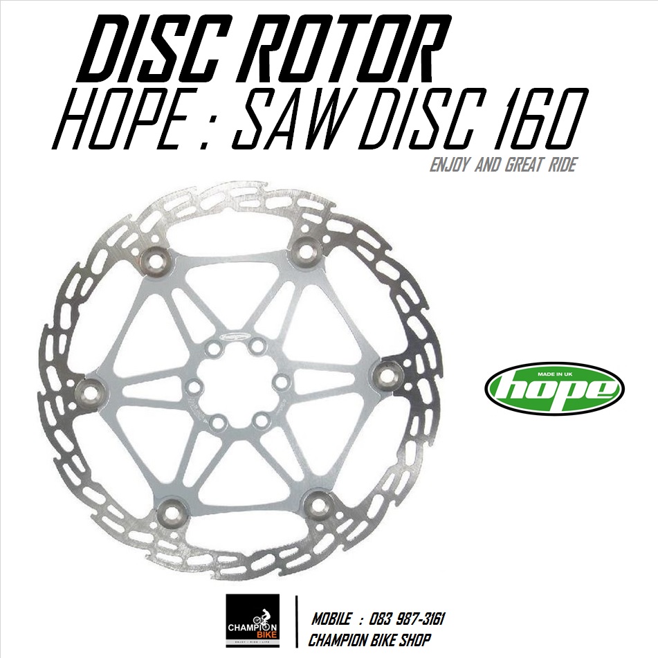 ใบดิส HOPE : SAW FLOAT BIKE DISC BRAKE ROTOR 160mm 6รู สีเงิน (1ใบ)