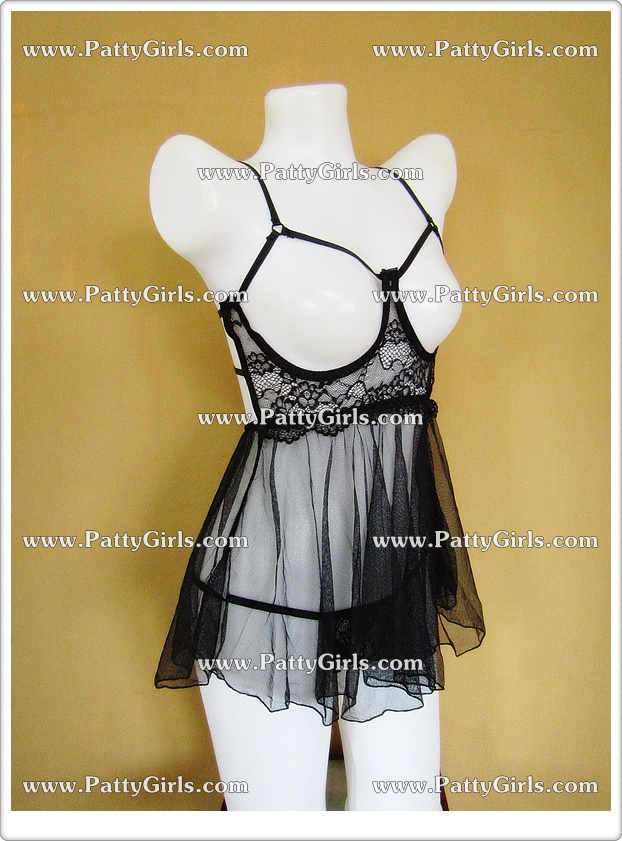 N900 ชุดนอนเซ็กซี่ ชุดนอนซีทรูตัดเย็บผสมกับผ้าลูกไม้สวมใส่แบบใช้สายคล้องไหล่ บราเป็นแบบมีโครงดีไซน์หน้าอกเปิดโล่งๆด้านหลังเป็นขอเกี่ยว2จุด(กลางหลังและขอบกระโปรง) มาพร้อมกับจีสตริงลูกไม้เปิดเป้าตามรูปถ่ายสินค้าจริงเลยค่ะ