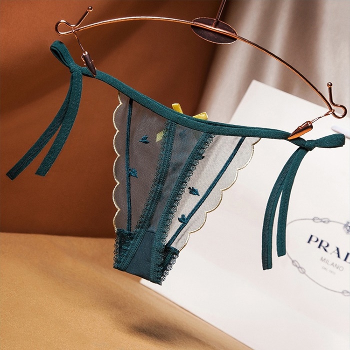 NA011 กางเกงในซีทรูแบบผูกข้าง กางเกงในผ้าซีทรูปักลายดอกไพ่มาในแบบผูกข้าง2ฝั่งตามรูปถ่ายเลยค่ะ