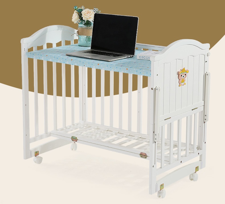 เตียงนอนเด็กไม้สีขาว (WW1) รุ่นอเนกประสงค์ปรับใช้ได้หลายฟังชันก์ B10142