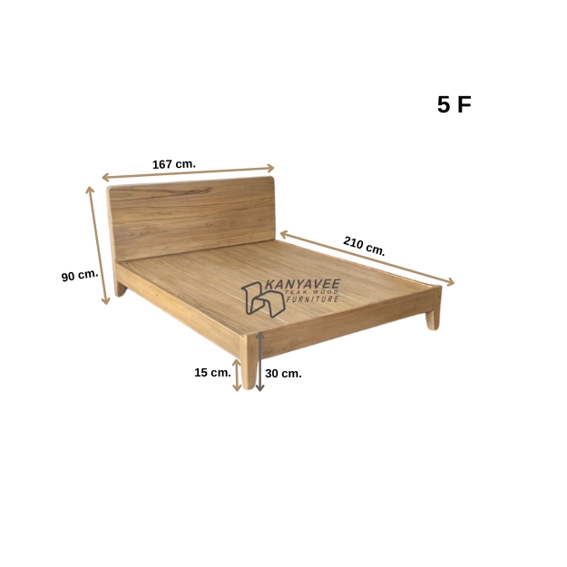 เตียงไม้สักมินิมอล 5 ฟุต