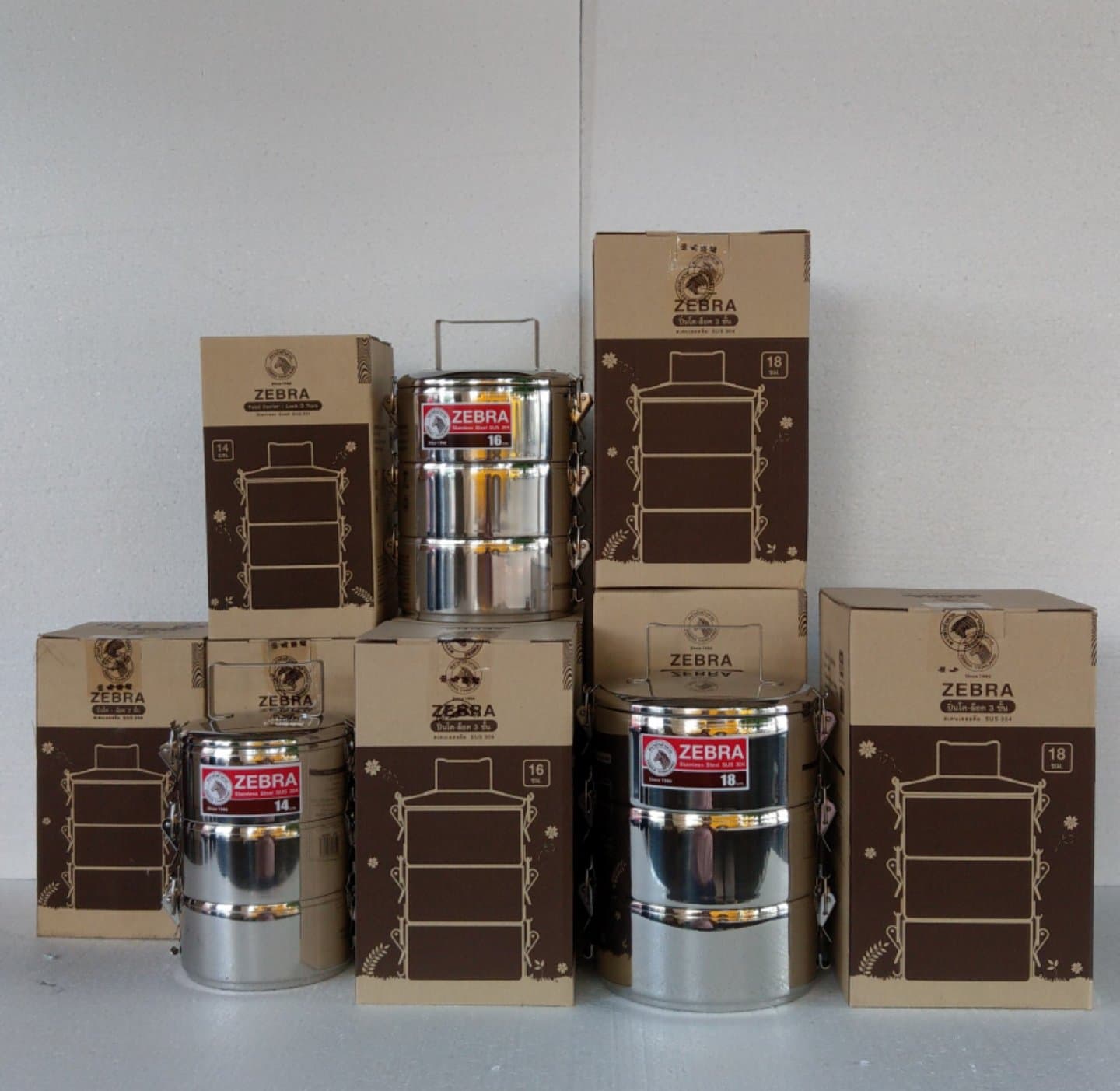 ปิ่นโต Lock 3 ชั้น ตราหัวม้าลาย Zabra ปิ่นโตสแตนเลส