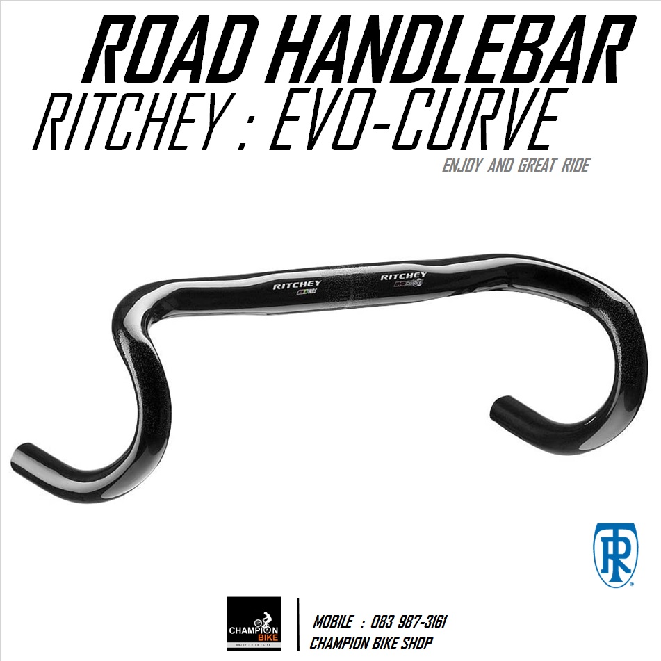 แฮนด์เสือหมอบ RITCHEY : WCS EVO-CURVE ROAD HANDLEBAR 31.8 / 42cm. / สีดำเงา