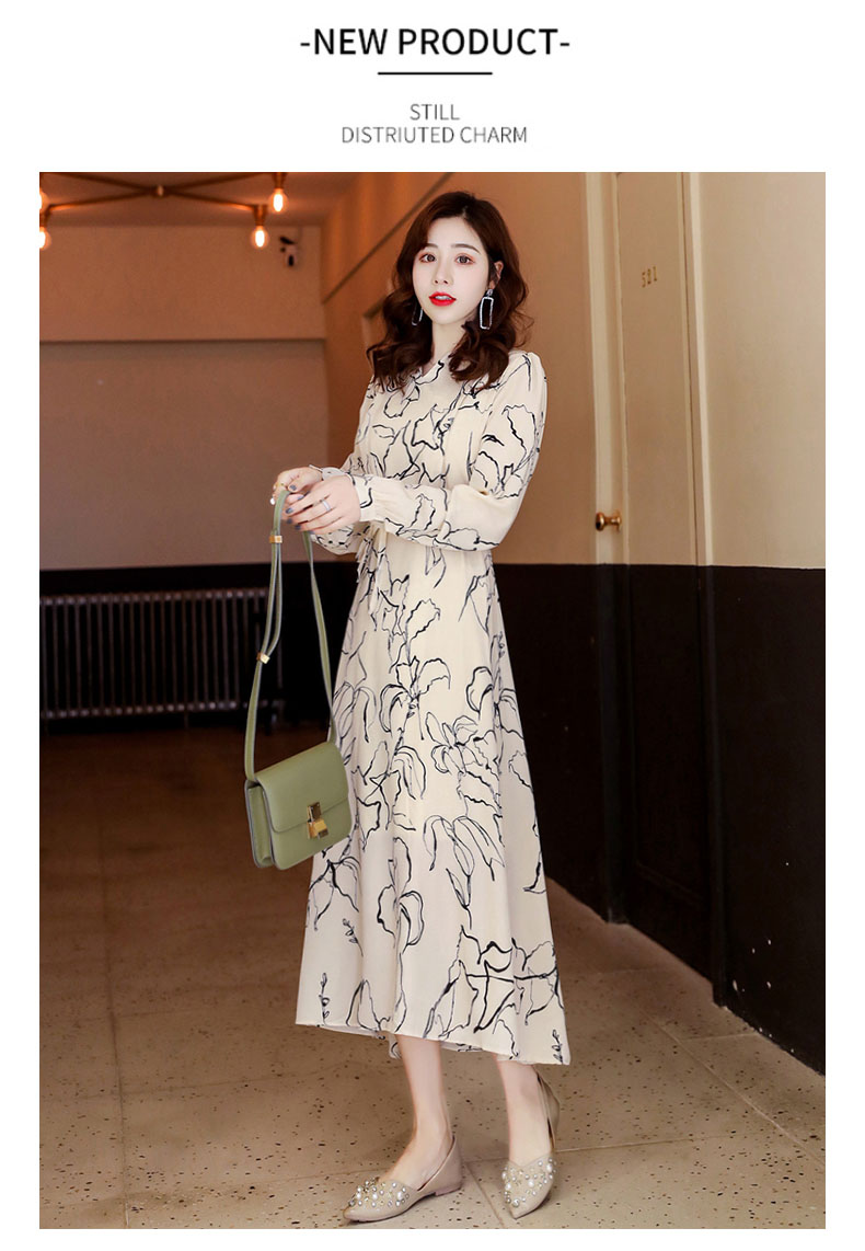 ชุดเดรสยาวสีครีม ผ้าโพลีเอสเตอร์ผสม เนื้อนิ่ม ทิ้งตัวสวย ส่งฟรี ems