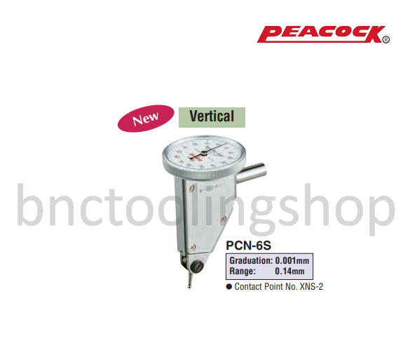 ไดอัลเทส ขนาด 0.14มิล ความละเอียด 0.001มิล,Lever Type Dial Indicator Range 0.14mm Graduation 0.001mm,Peacock,PCN-6S