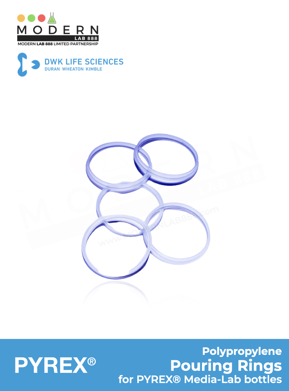 Polypropylene Pouring Rings for PYREX® Media-Lab bottles, clear, autoclavable, PYREX (10pcs/pck)