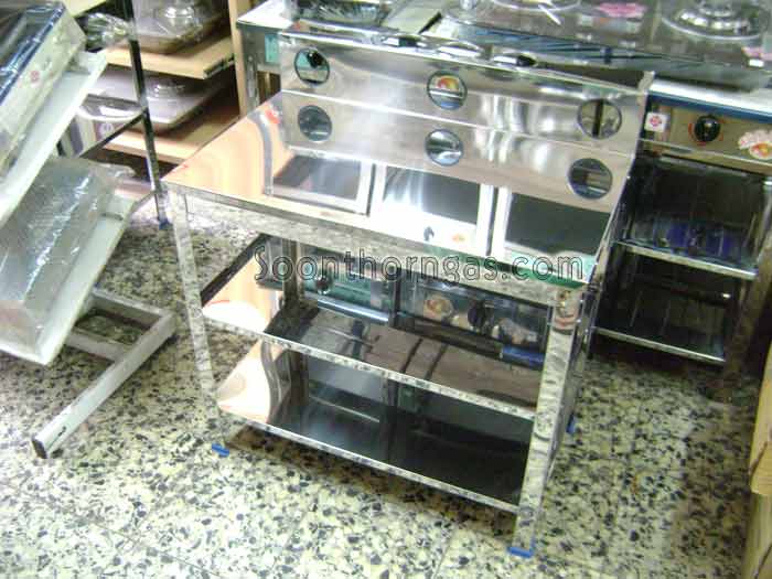 ชั้นวางเตาแก๊สคู่ แบบ2ชั้นทึบ สแตนเลสทั้งตัว รุ่น ST-TS-202 (มีช่องวางขวดเครื่องปรุง)