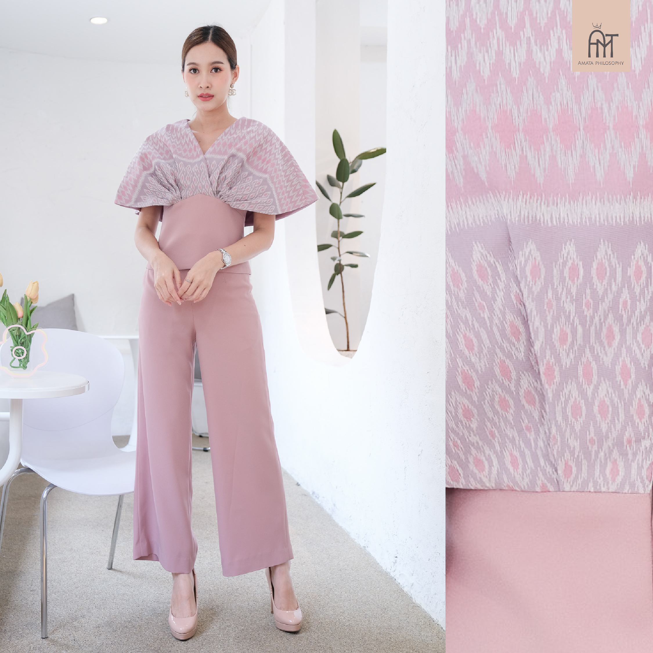 AMATA กางเกง CLASSIC FAIR ชมพู น้ำเงิน ขาว