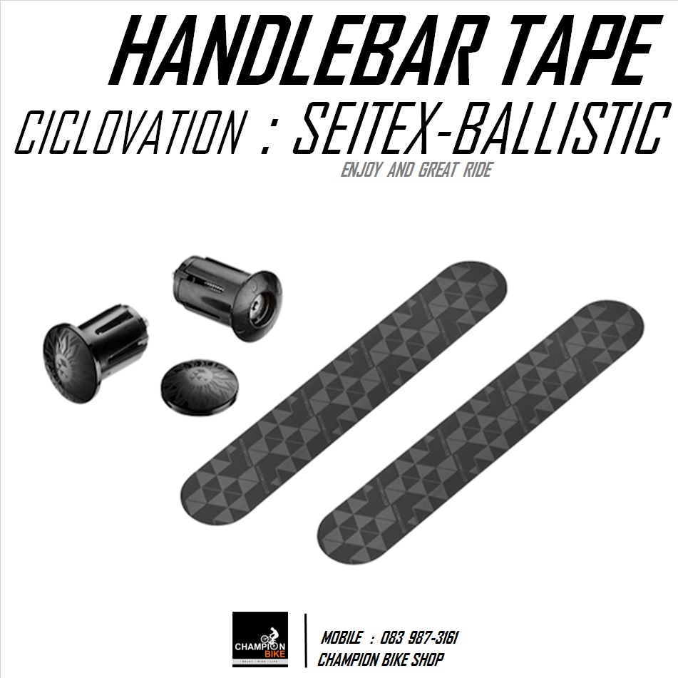 ผ้าพันแฮนด์เสือหมอบ สีดำ-ลายกนก CICLOVATION : ADVANCED SEITEX - BALLISTIC BLACK KANOK ART HANDLEBAR TAPE