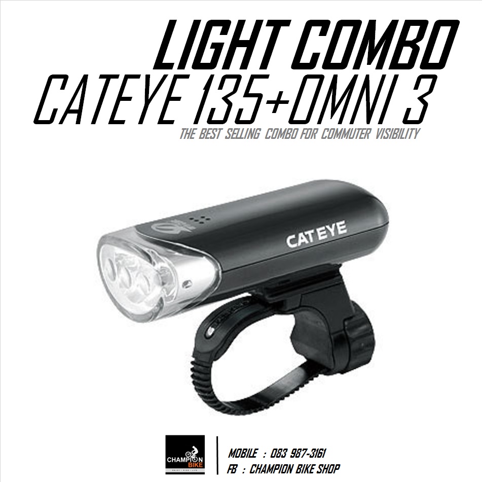 ชุดไฟหน้า+ท้ายจักรยาน CATEYE : HL-EL135 + OMNI 3 BIKE LIGHT SET