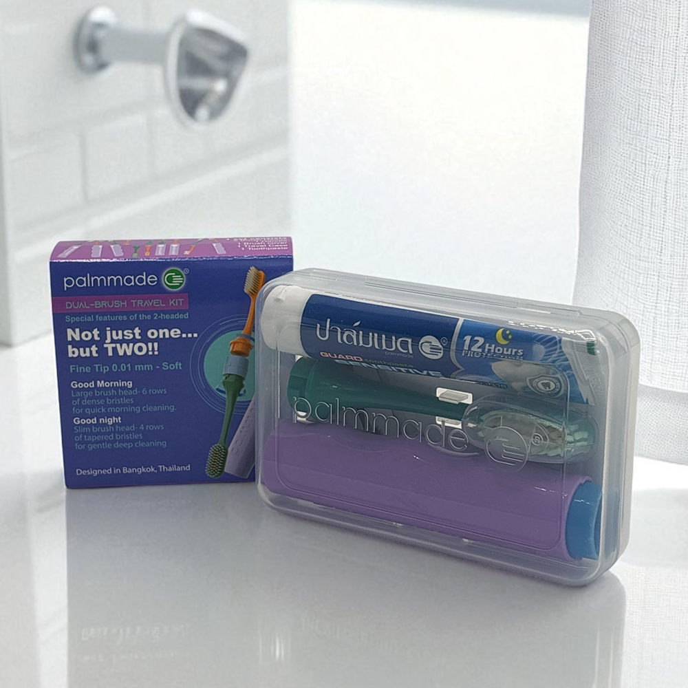 ชุดแปรงสีฟัน 2 หัว (6 สี) ยกกล่อง Palmmade Dual-Brush Travel Kit (1 Box 6 Colors)