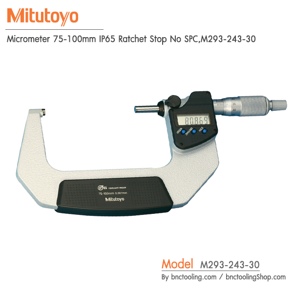 Mitutoyo,Micrometer 75-100mm IP65 Ratchet Stop No SPC,M293-243-30