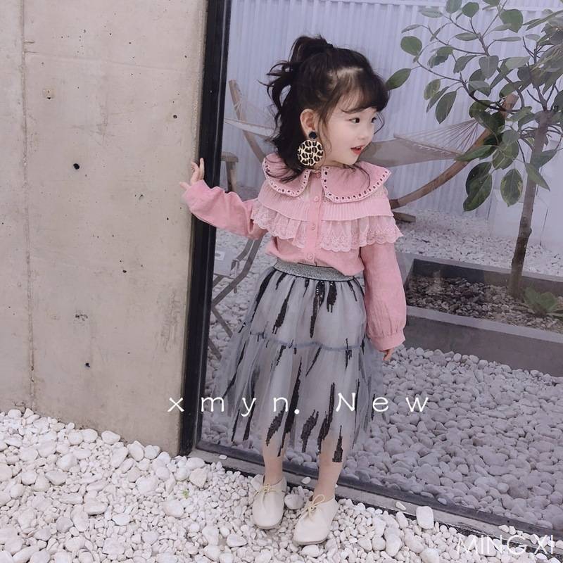 GP01/🧸พร้อมส่ง🧸ชุดเด็กผู้หญิง/ กระโปรงเกาหลี สีเทา