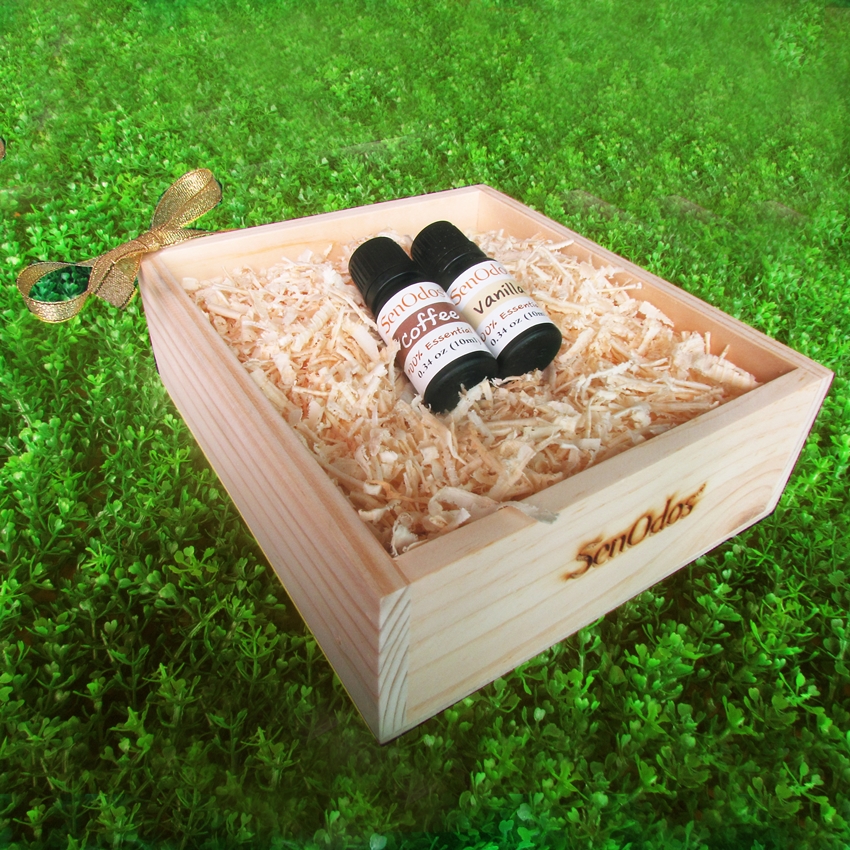 SenOdos ชุดของขวัญ ชุดกิ๊ฟเซ็ท น้ำมันหอมระเหย อโรม่า กลิ่นเสน่ห์อาหาร (Foodie Set) 10 ml x 2 กลิ่นกาแฟ,วานิลลา บรรจุในกล่องไม้สน รูปทรงเหลี่ยม สวยงาม คุณภาพดี