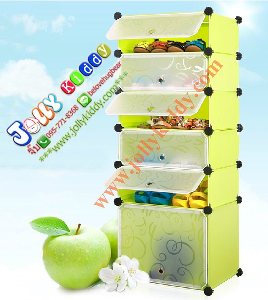 A10112 ตู้เก็บรองเท้า DIY ( 4+1) ช่อง สีเขียว