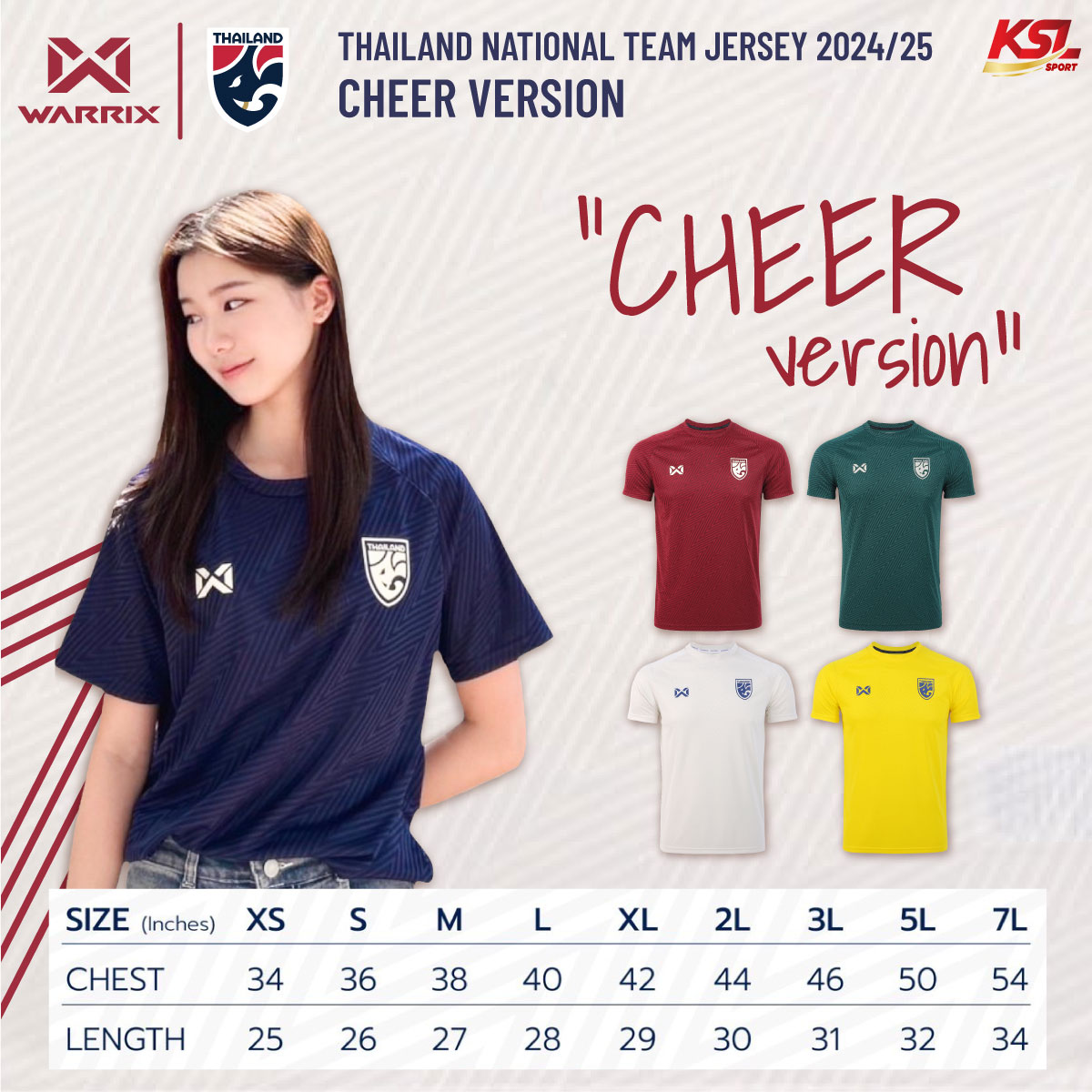 WARRIX เสื้อเชียร์คอกลม 2024-25 เสื้อฟุตบอลทีมชาติไทย (Cheer Version) Thailand National Jersey WA-243FBATH53