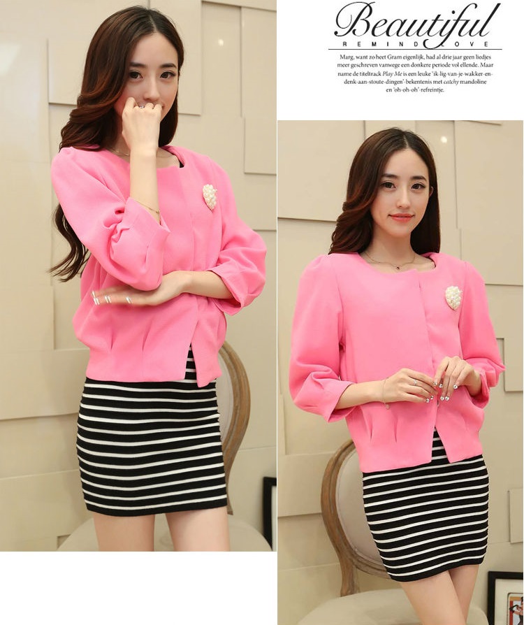 เสื้อคลุมผ้าคอตตอนผสมเนื้อดีสีชมพู แขนยาว ส่งฟรี ems