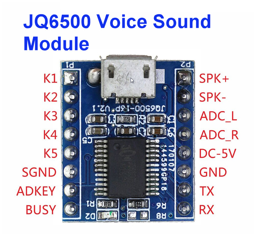 JQ6500 Voice Sound Module (2Mbyte 25Q16)