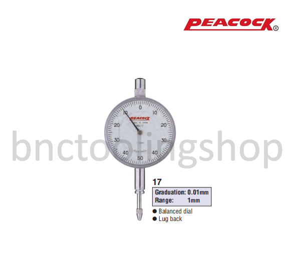 ไดอัลเกจขนาด 1มิล ความละเอียด 0.01มิล,Standard Dial Gauges Range 1mm Graduation 0.01mm,Peacock,17