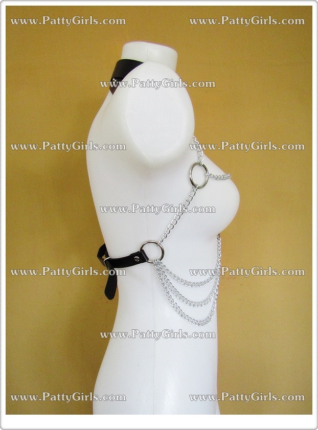 A073 บอดี้เชนบราเซ็กซี่ ชุดสายหนังแต่งโซ่ประดับหน้าอกเซ็กซี่ ***เหมาะกับขนาด M-XL